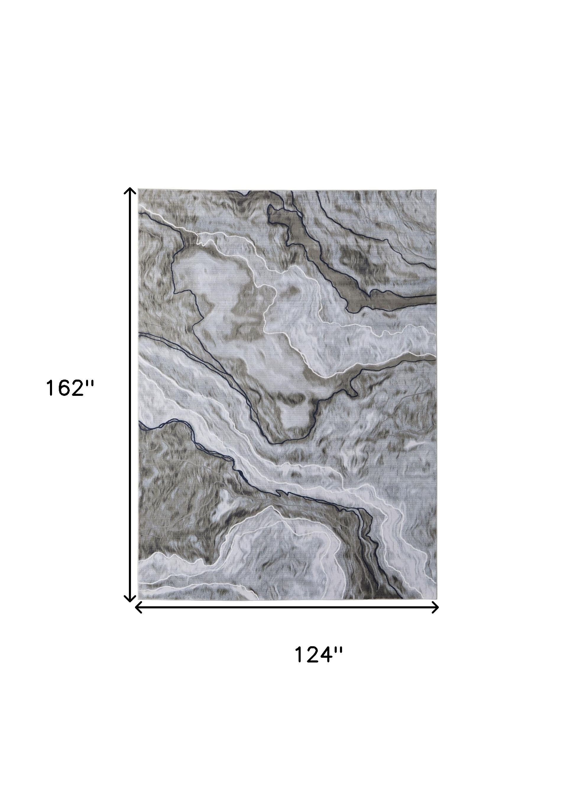 10" X 14" Ivory Blue and Gray Abstract Power Loom Area Rug