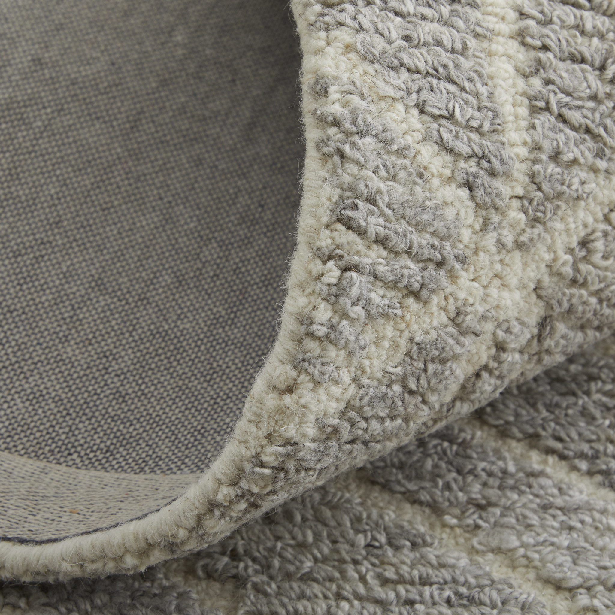 8" Runner Gray and Ivory Wool Geometric Hand Tufted Runner Rug