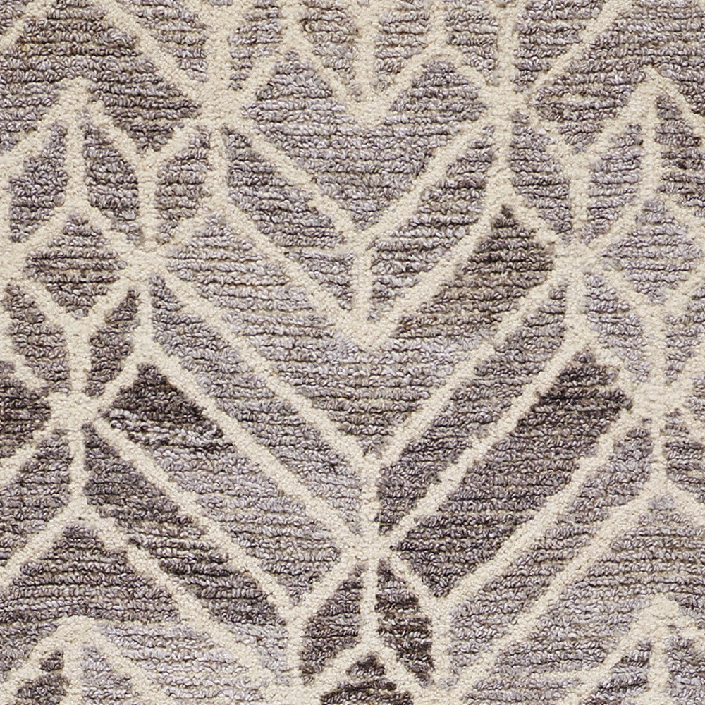 8" Runner Gray and Ivory Wool Geometric Hand Tufted Runner Rug