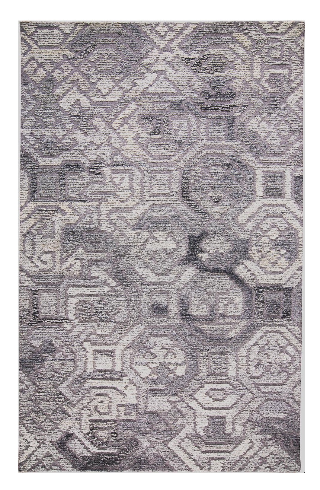 5" X 8" Gray and Ivory Wool Abstract Hand Tufted Area Rug