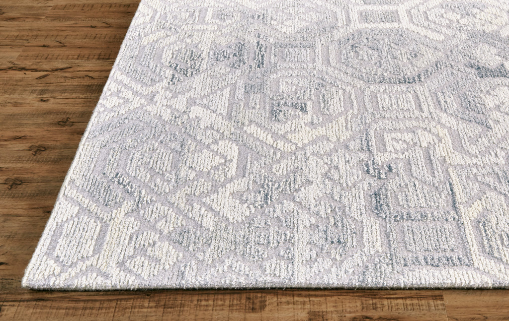 5" X 8" Gray and Ivory Wool Abstract Hand Tufted Area Rug