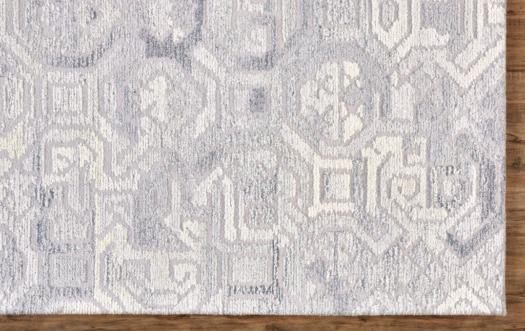 5" X 8" Gray and Ivory Wool Abstract Hand Tufted Area Rug