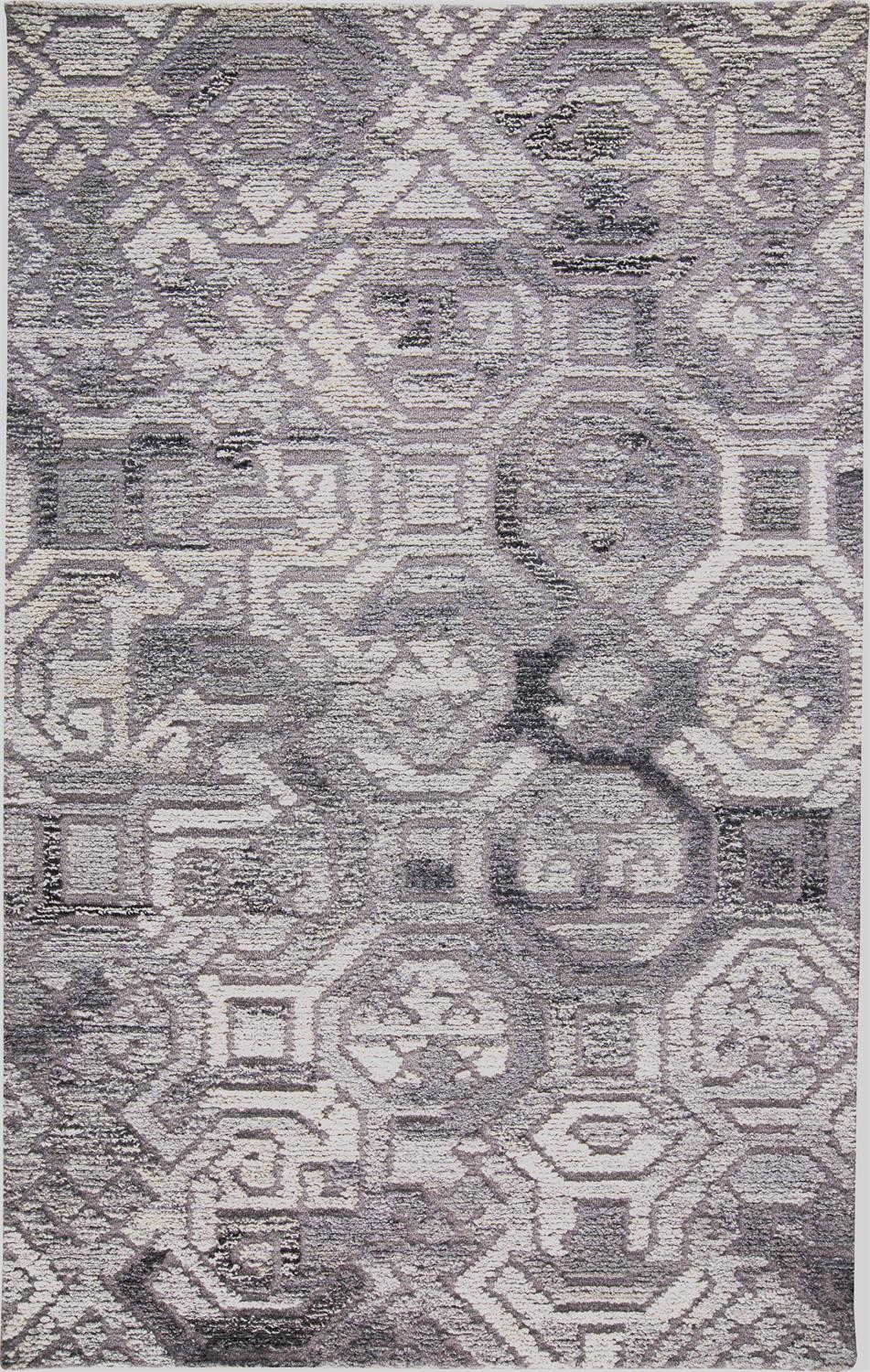 8" X 10" Gray and Ivory Wool Abstract Hand Tufted Area Rug