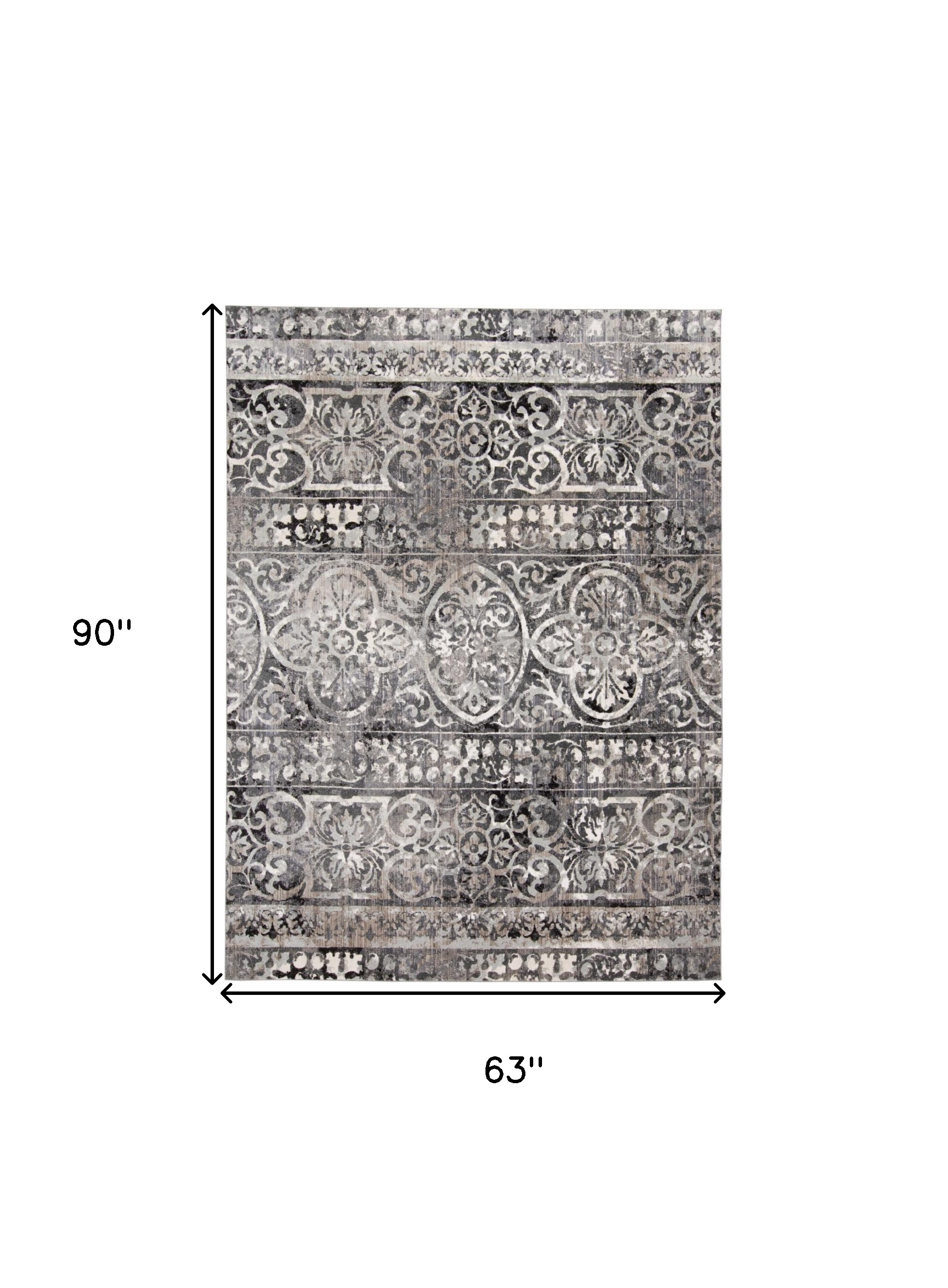 5" X 8" Gray Ivory And Taupe Abstract Stain Resistant Area Rug