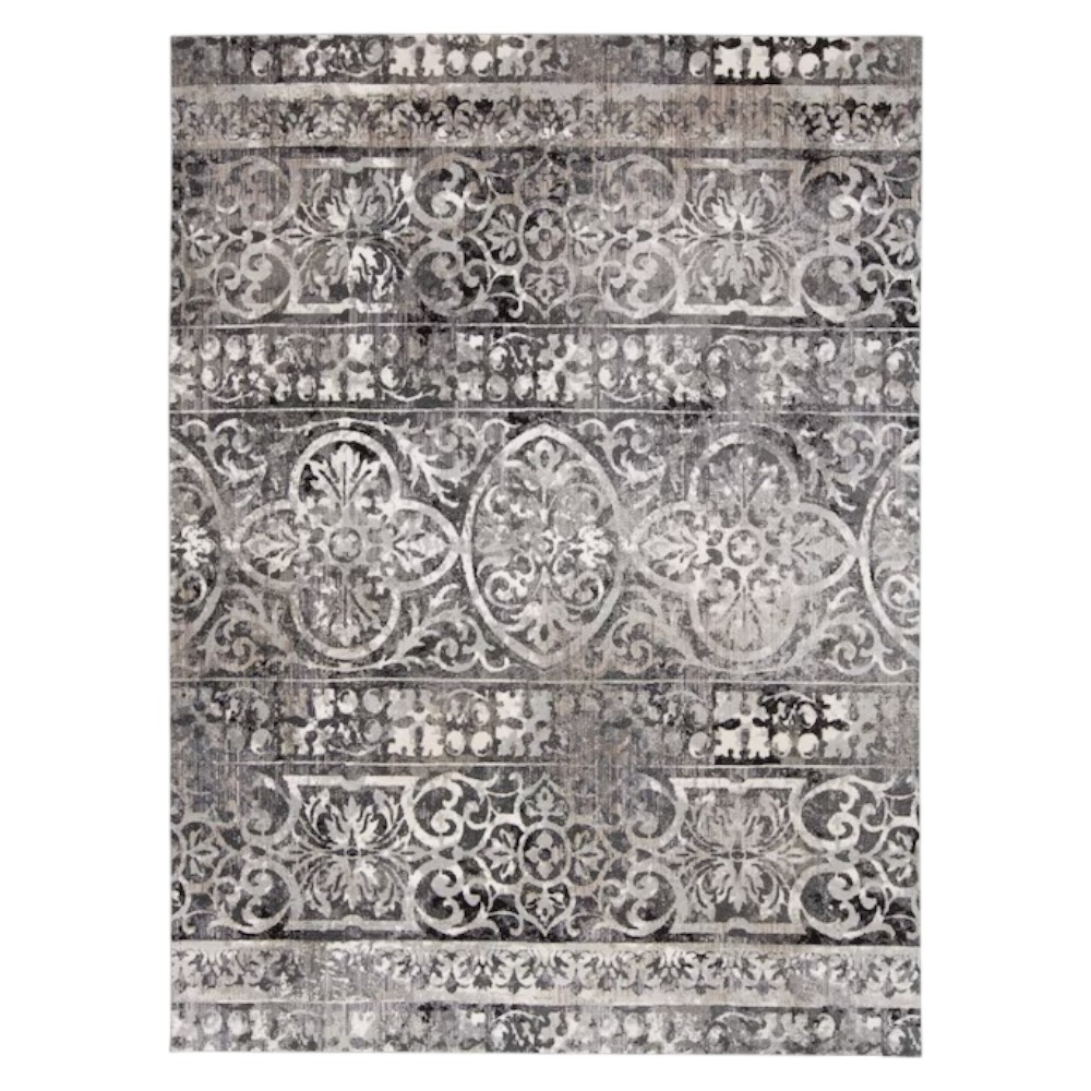 7" X 10" Gray Ivory And Taupe Abstract Stain Resistant Area Rug