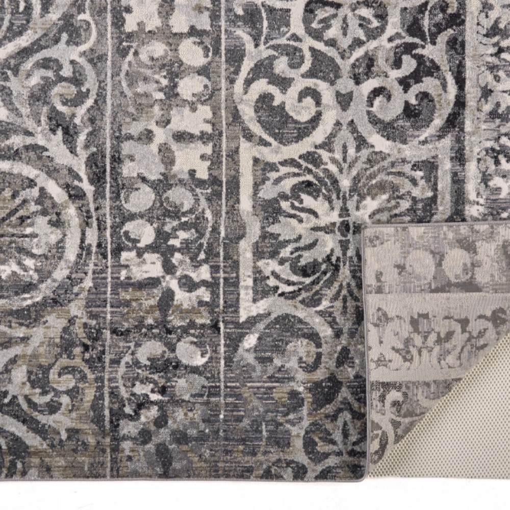 7" X 10" Gray Ivory And Taupe Abstract Stain Resistant Area Rug