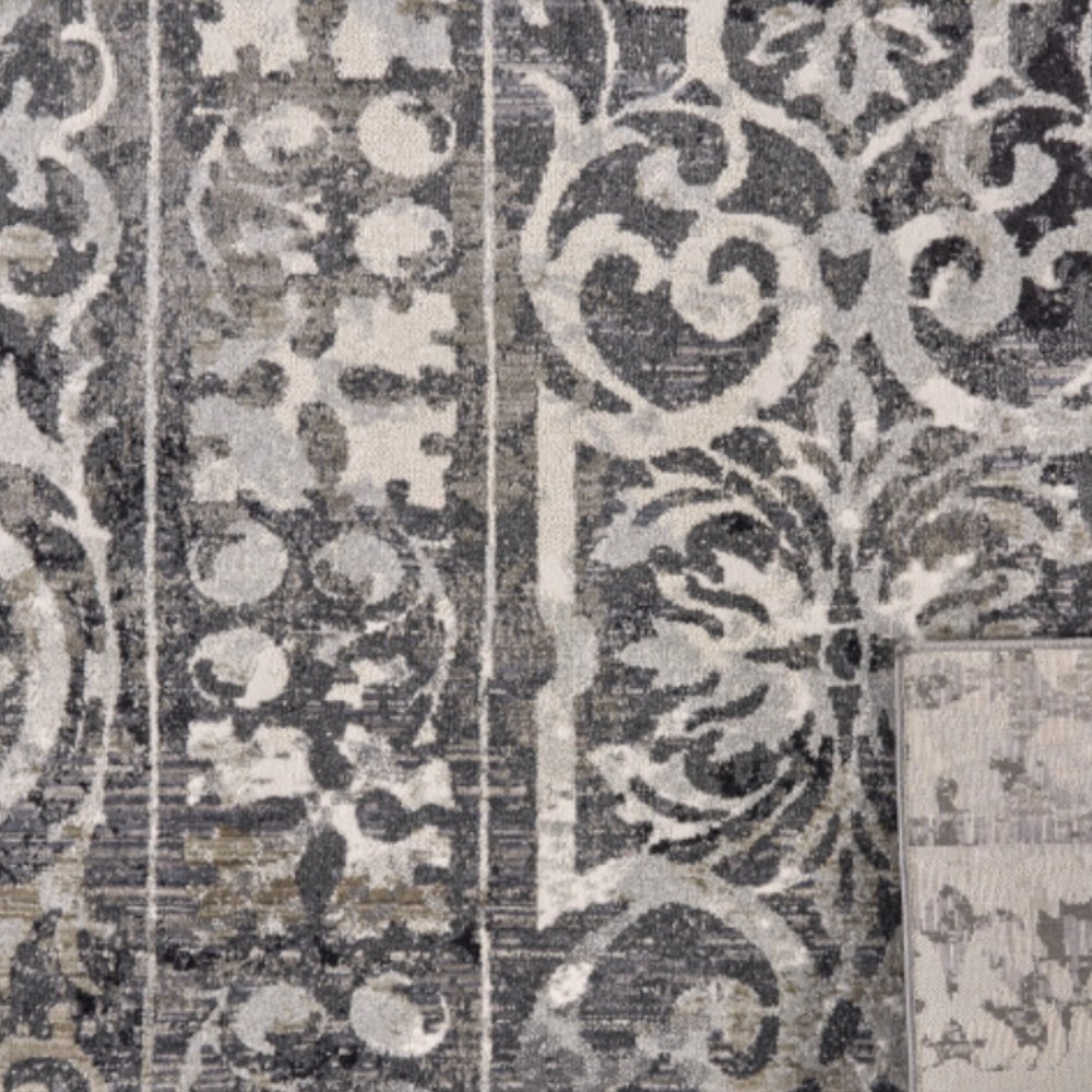 7" X 10" Gray Ivory And Taupe Abstract Stain Resistant Area Rug