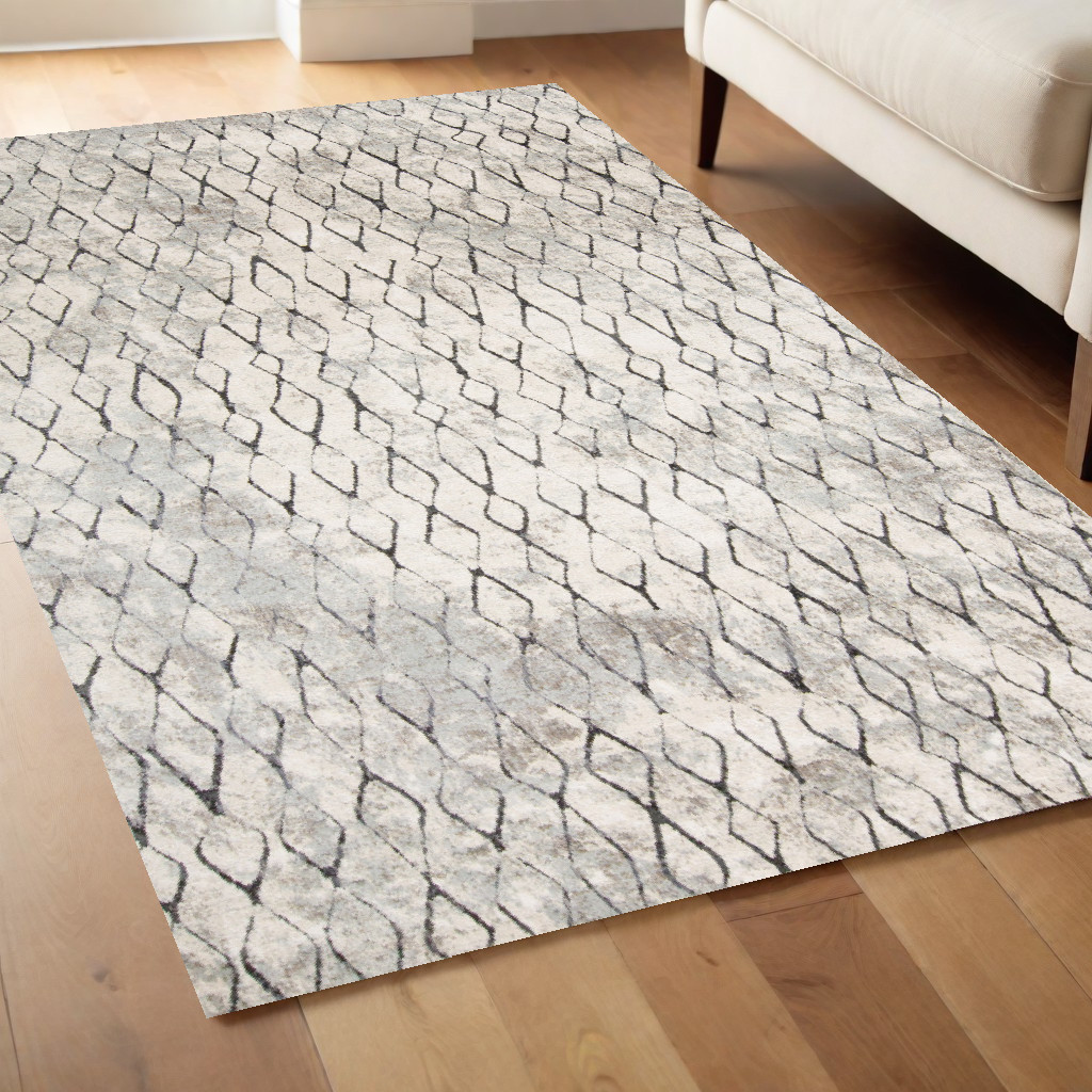 4" X 6" Ivory Gray And Taupe Abstract Stain Resistant Area Rug