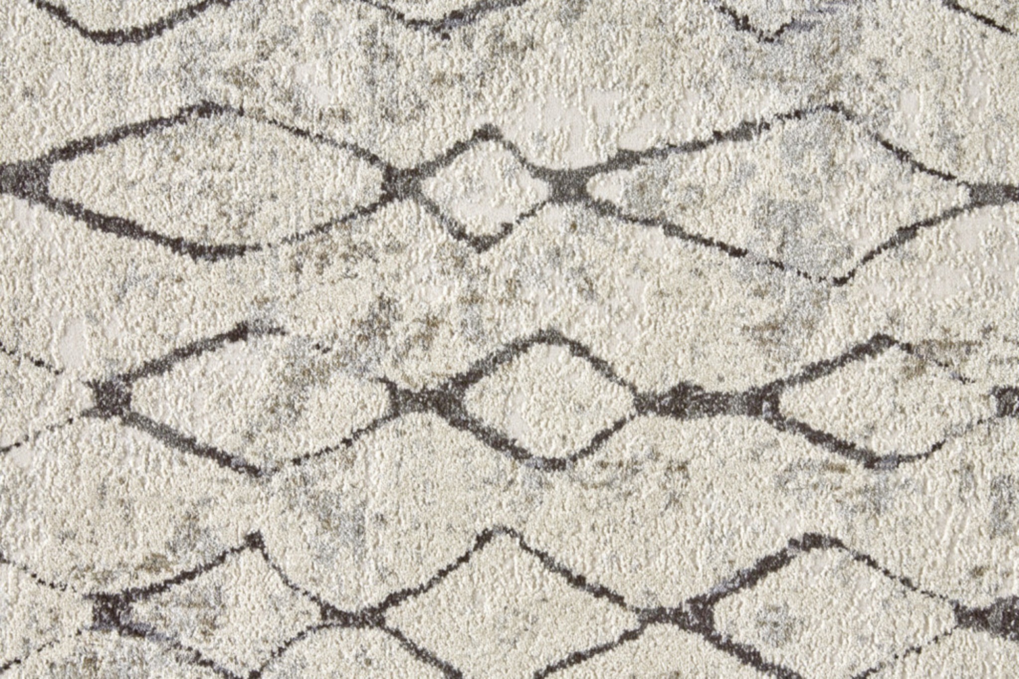 8" Gray and Ivory Abstract Runner Rug