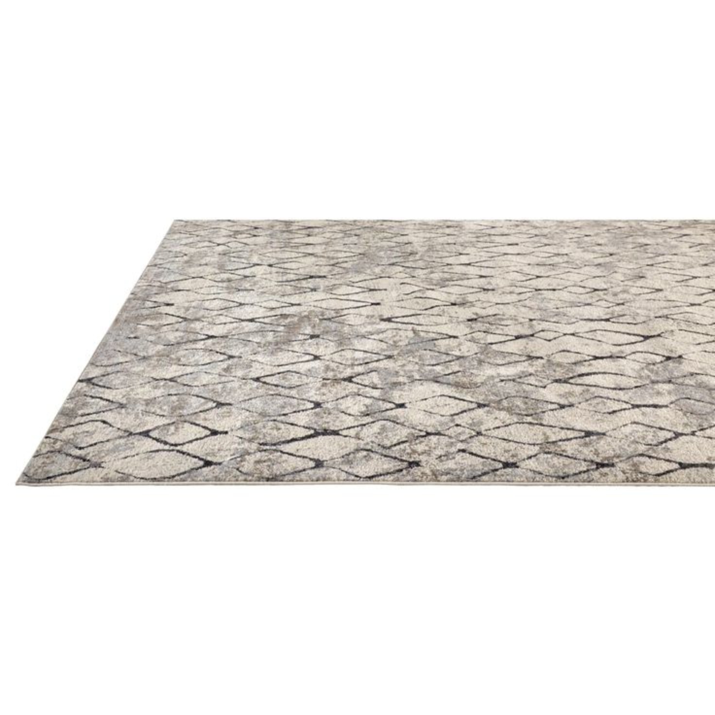 8" Gray and Ivory Abstract Runner Rug