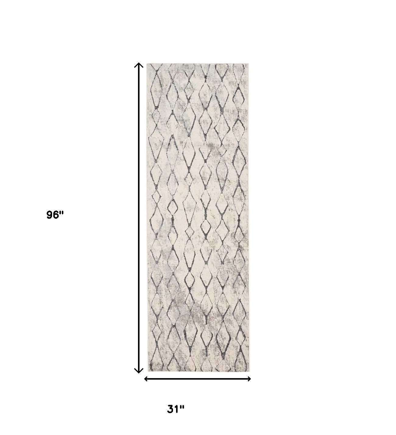 8" Gray and Ivory Abstract Runner Rug