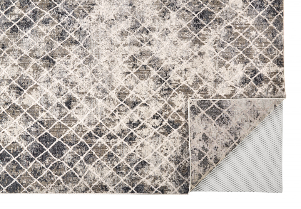 4" X 6" Ivory Gray And Taupe Abstract Stain Resistant Area Rug