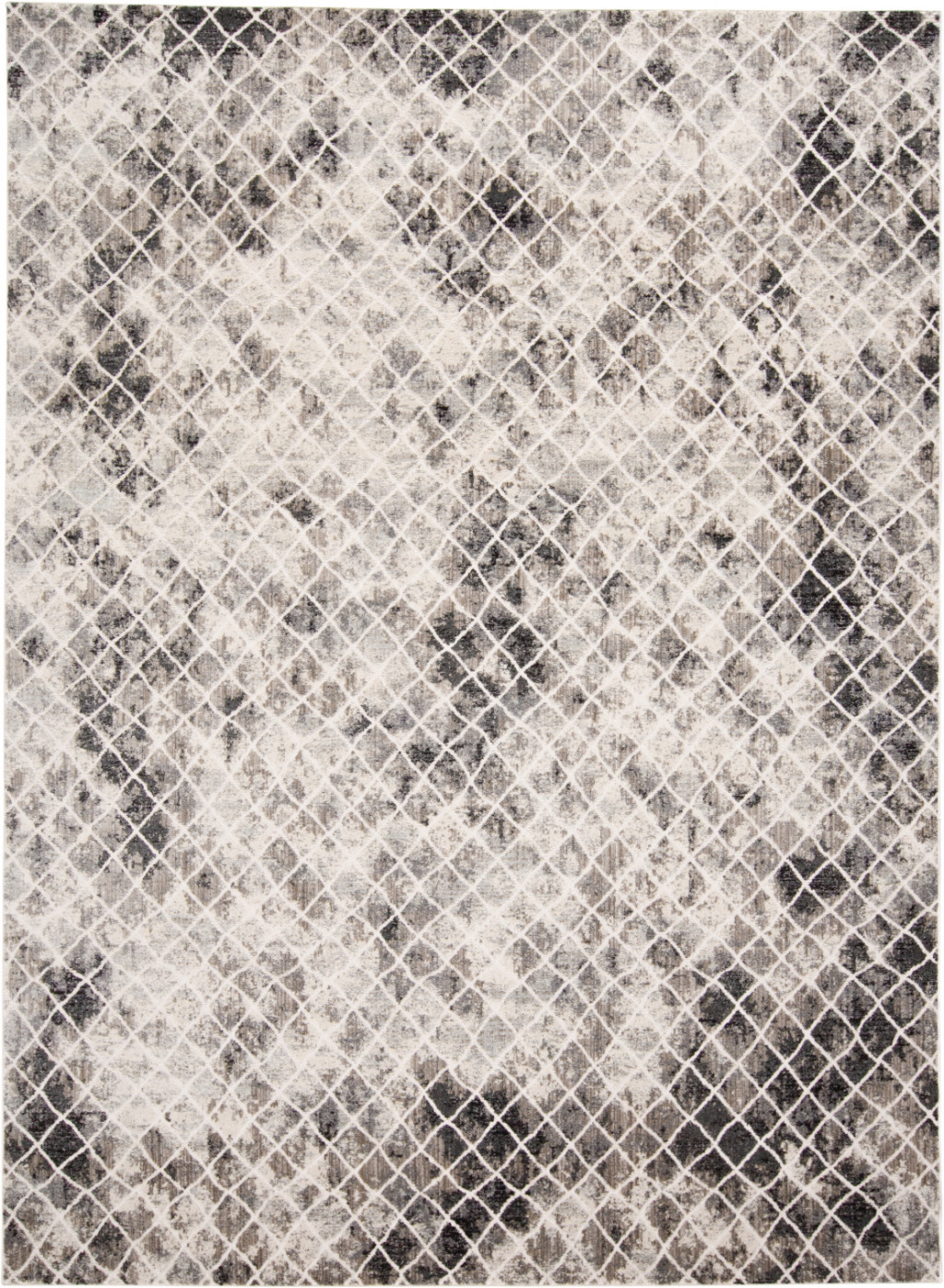 5" X 8" Ivory Gray And Taupe Abstract Stain Resistant Area Rug