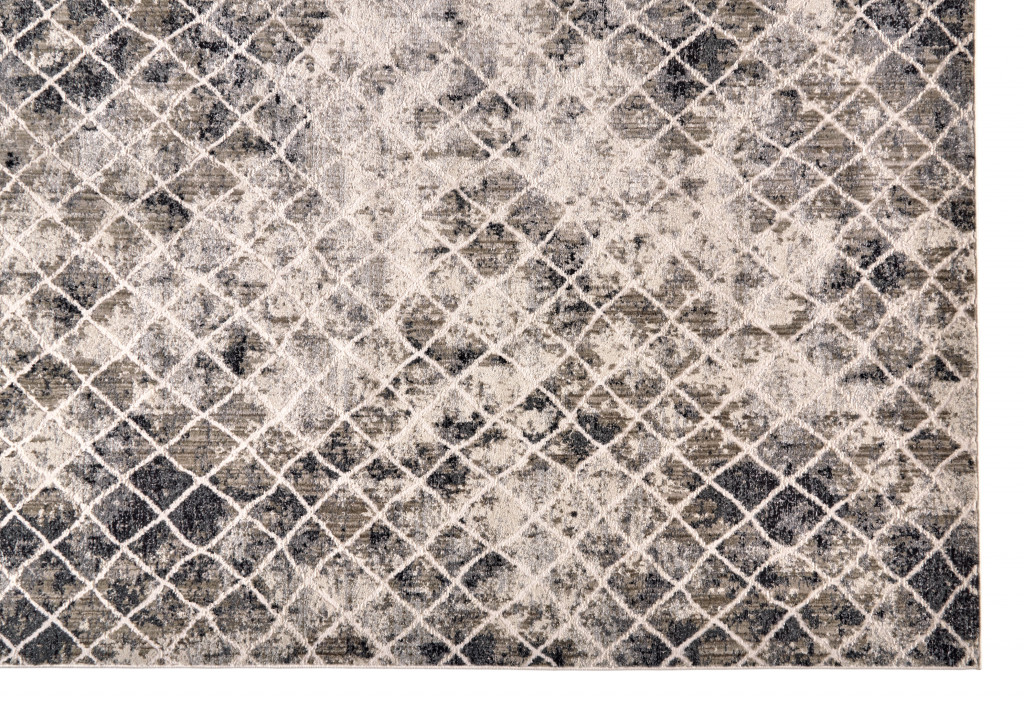 7" X 10" Gray and Ivory Abstract Area Rug