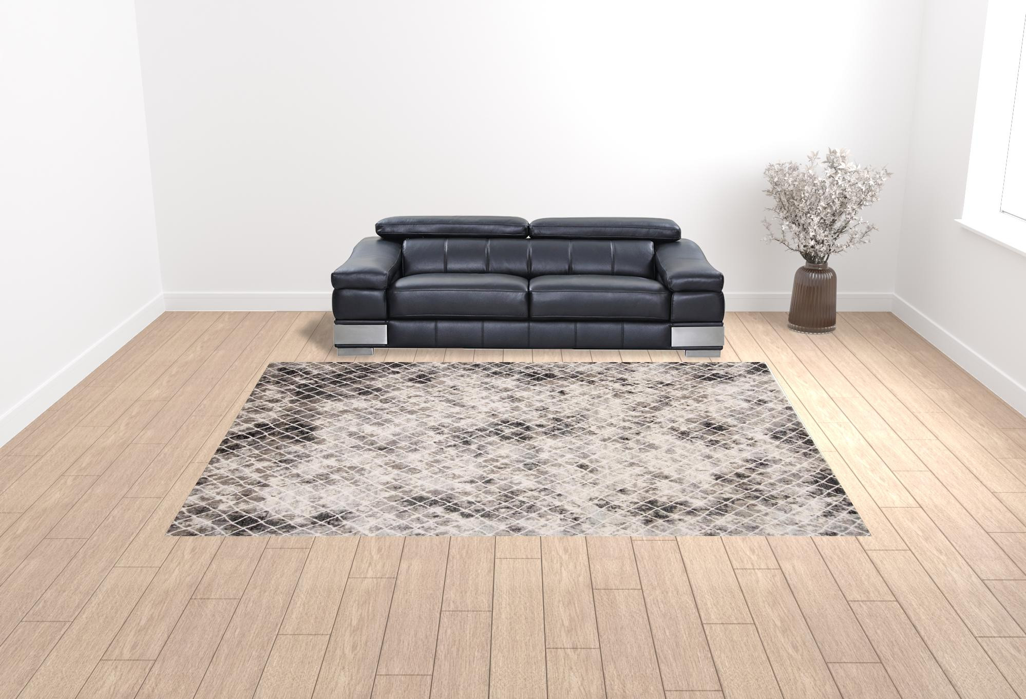 10" X 14" Ivory Gray And Taupe Abstract Stain Resistant Area Rug