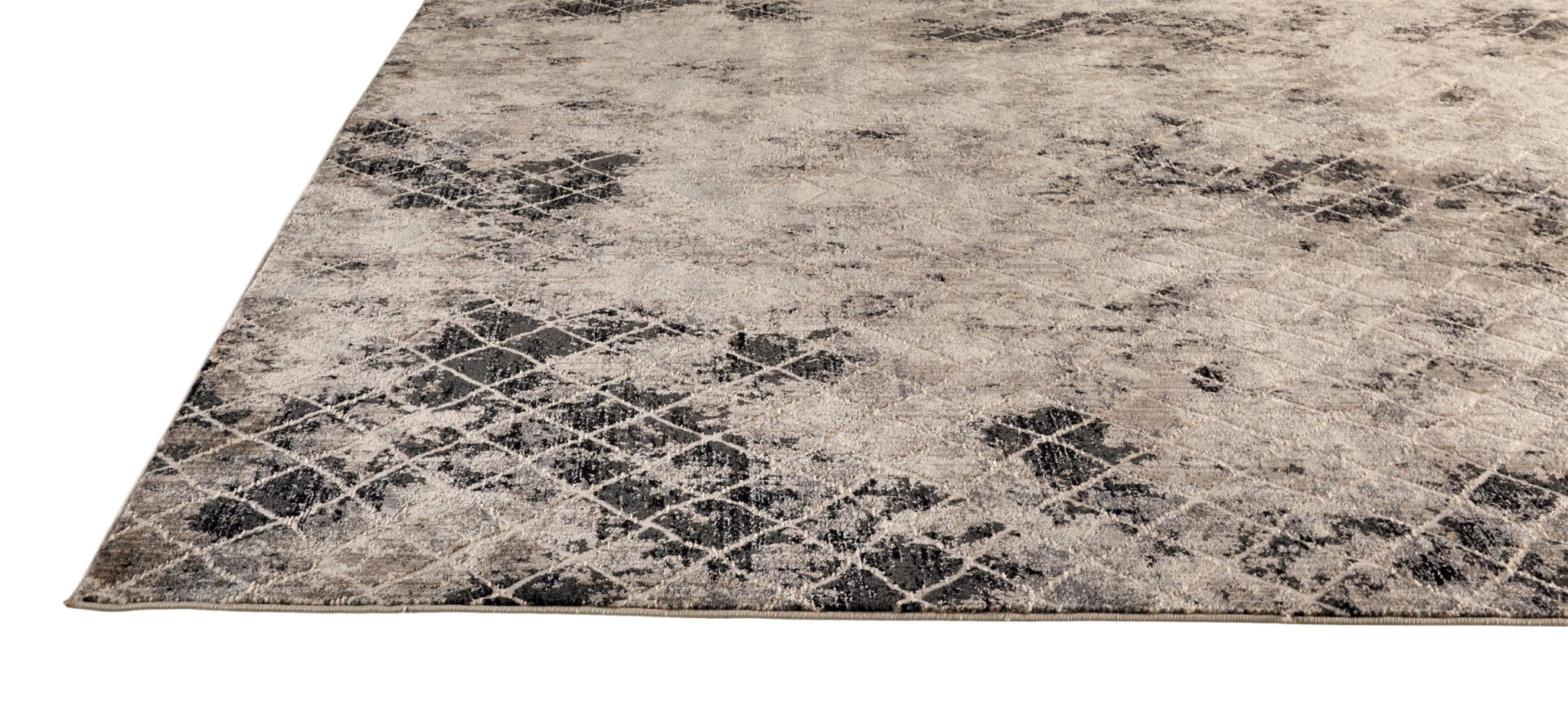 8 Ivory gray And Taupe Abstract Stain Resistant Runner Rug