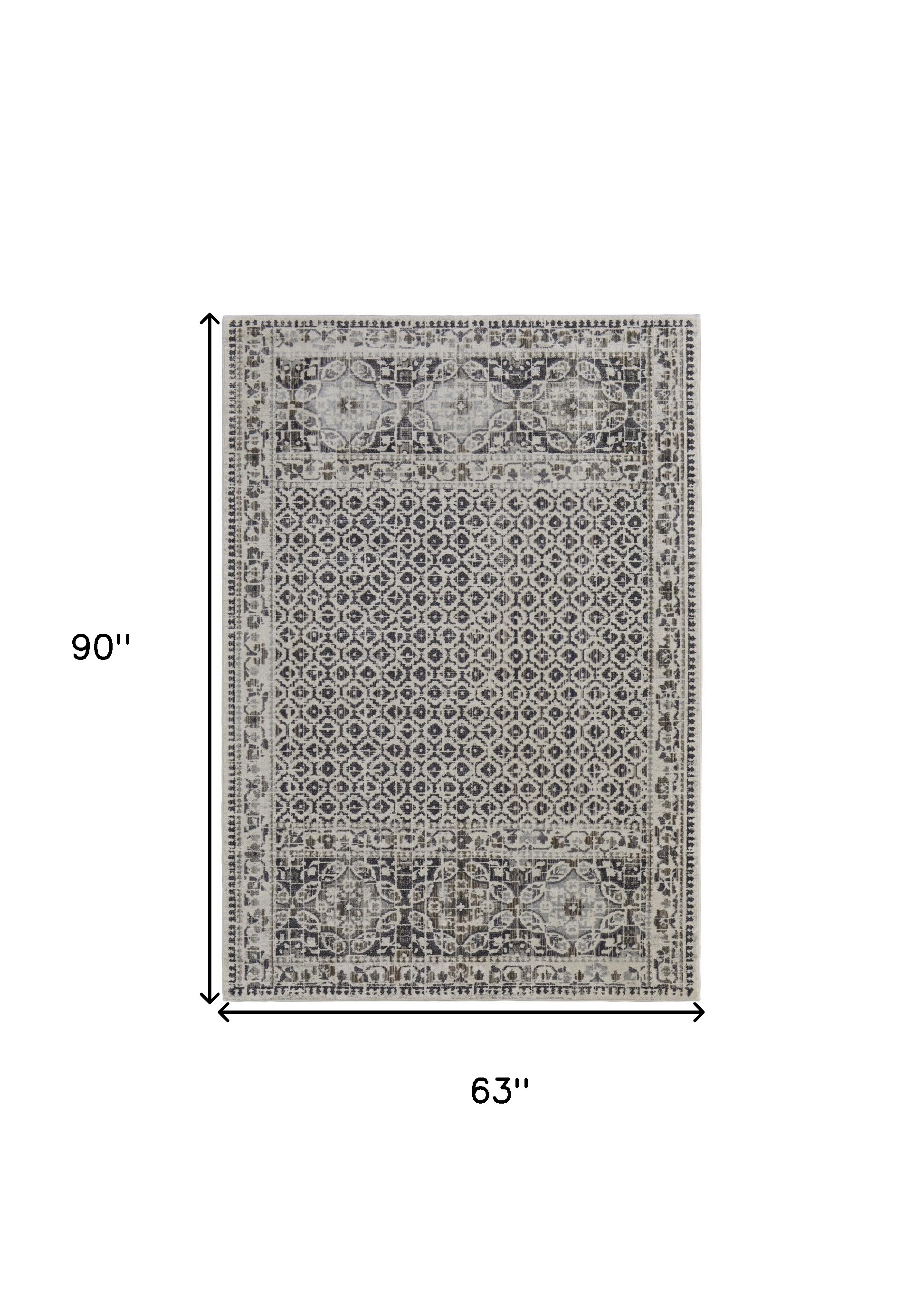 5" X 8" Ivory Taupe And Gray Abstract Stain Resistant Area Rug