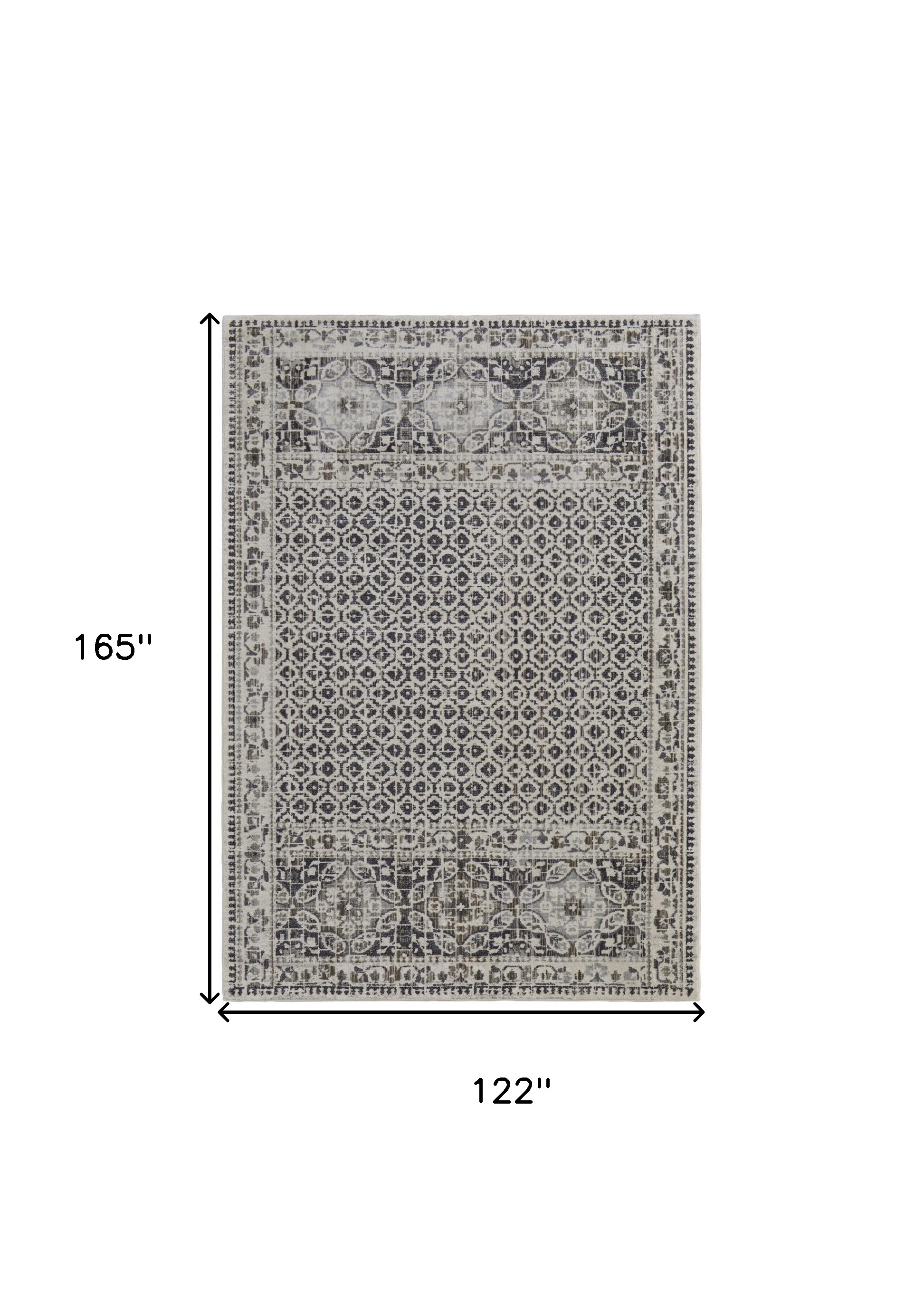 10" X 14" Ivory Taupe And Gray Abstract Stain Resistant Area Rug
