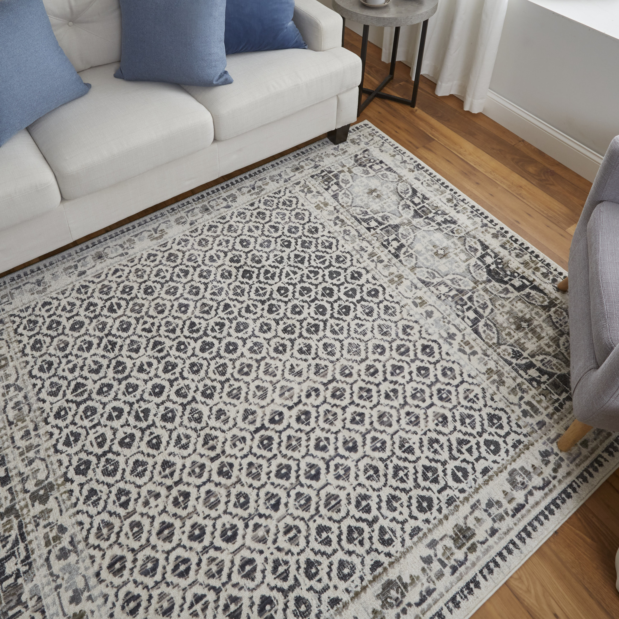 10" X 14" Ivory Taupe And Gray Abstract Stain Resistant Area Rug