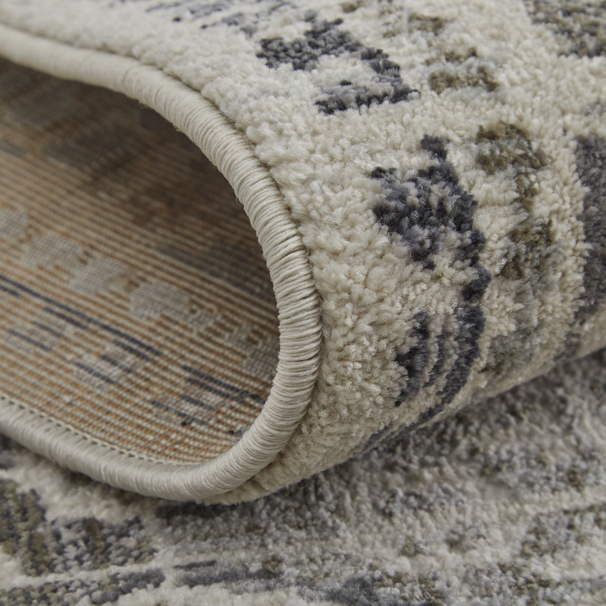 10" X 14" Ivory Taupe And Gray Abstract Stain Resistant Area Rug