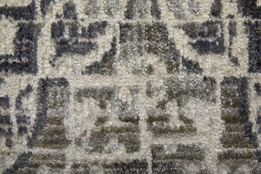 9" Ivory and Black Round Abstract Area Rug