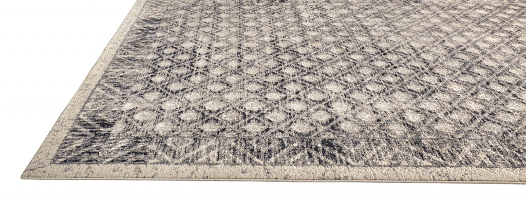5' X 8' Ivory Black And Taupe Abstract Stain Resistant Area Rug-512086-1
