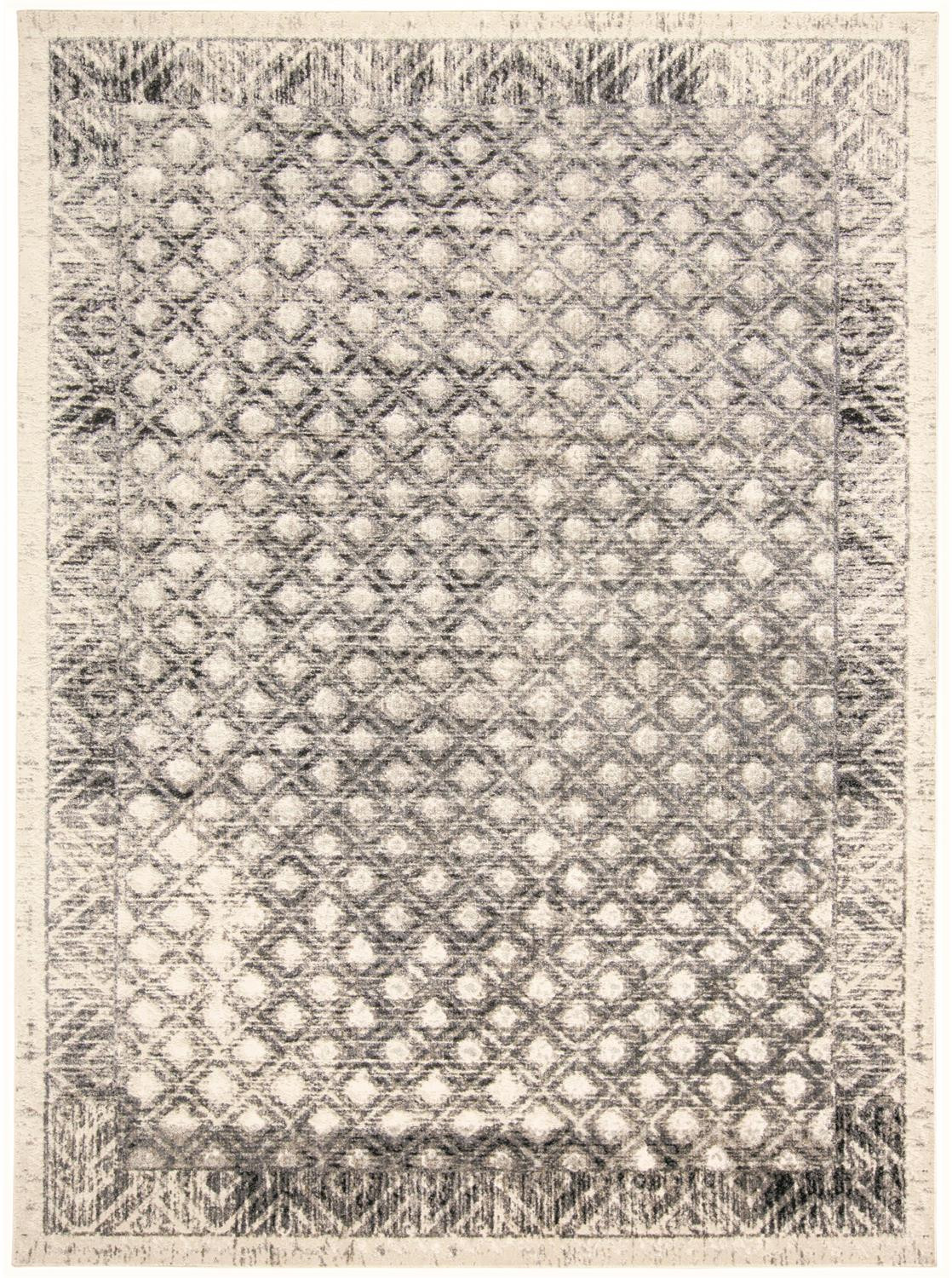7' X 10' Ivory Black And Taupe Abstract Stain Resistant Area Rug-512087-1