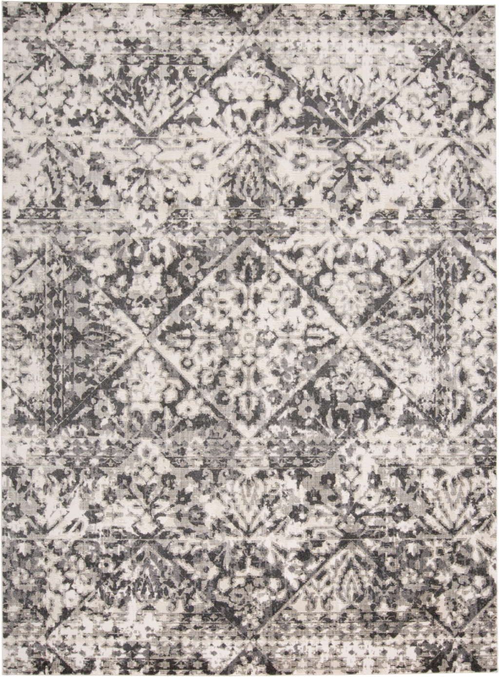10' X 14' Gray Ivory And Silver Abstract Stain Resistant Area Rug-512096-1