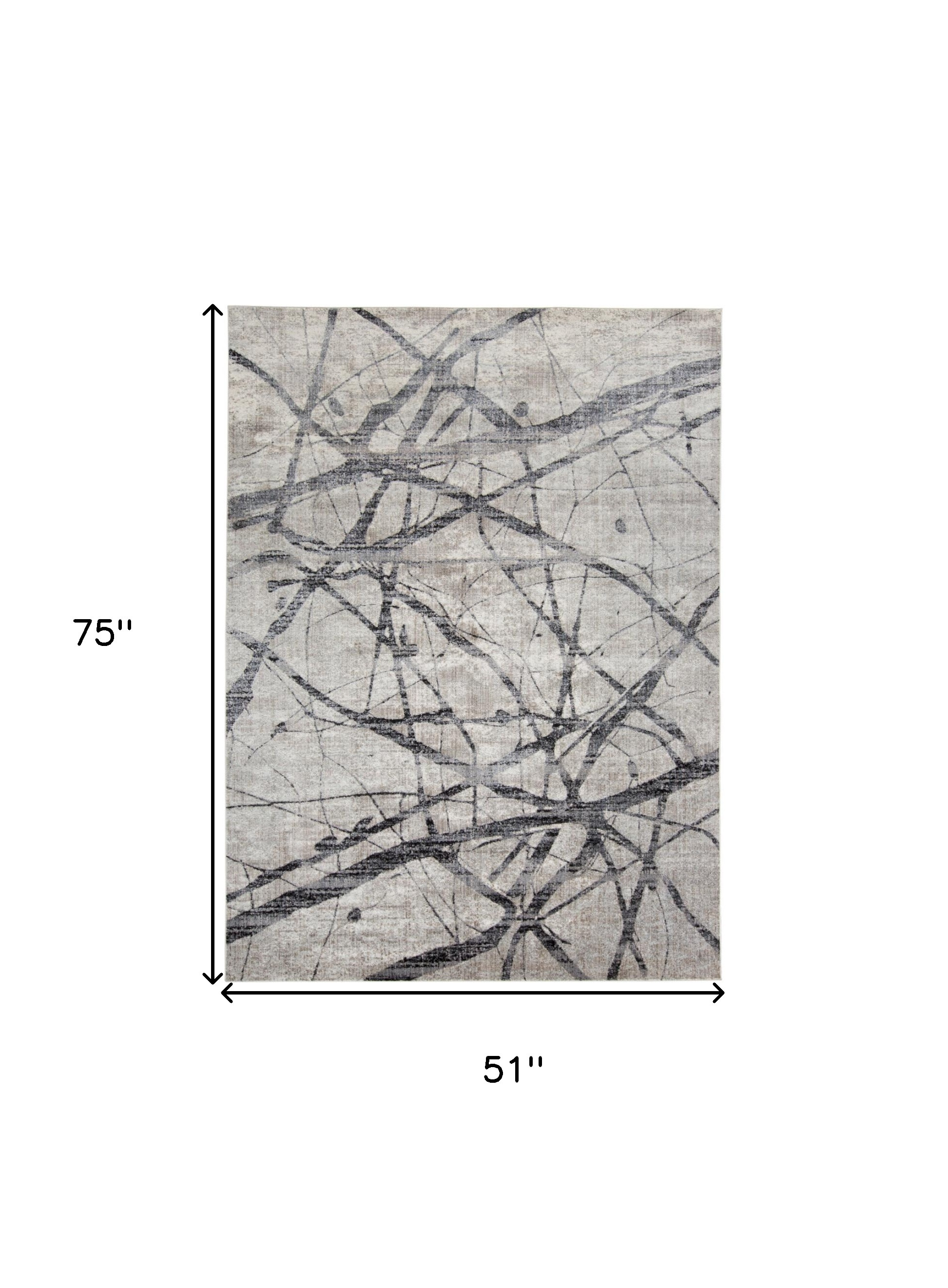 4" X 6" Taupe Gray And Ivory Abstract Stain Resistant Area Rug