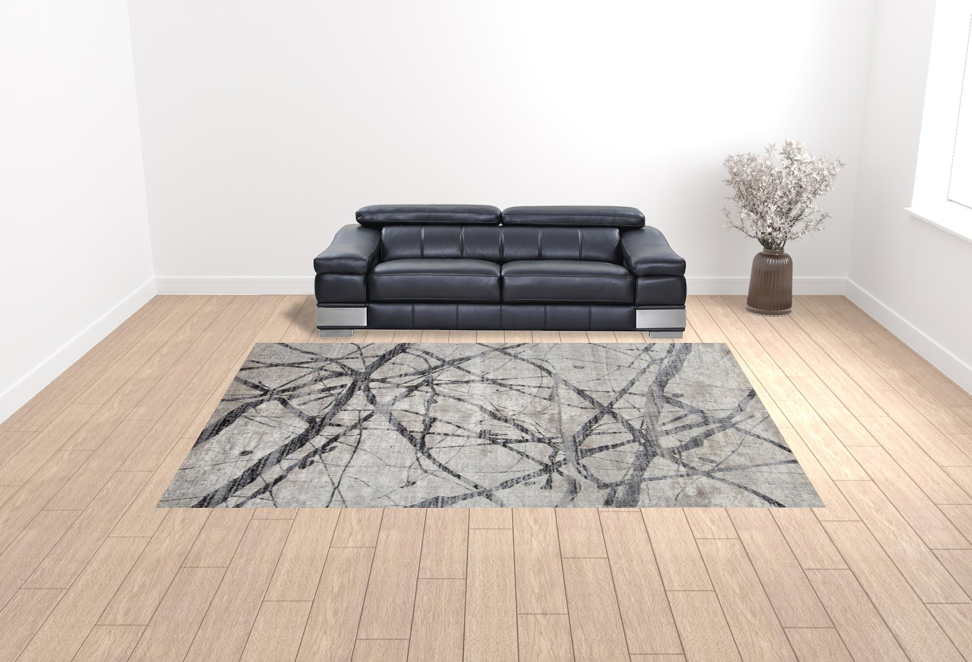 10" X 14" Taupe Gray And Ivory Abstract Stain Resistant Area Rug