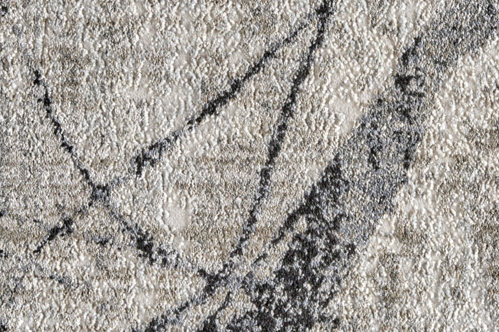 "9" Taupe Gray And Ivory Round Abstract Stain Resistant Area Rug