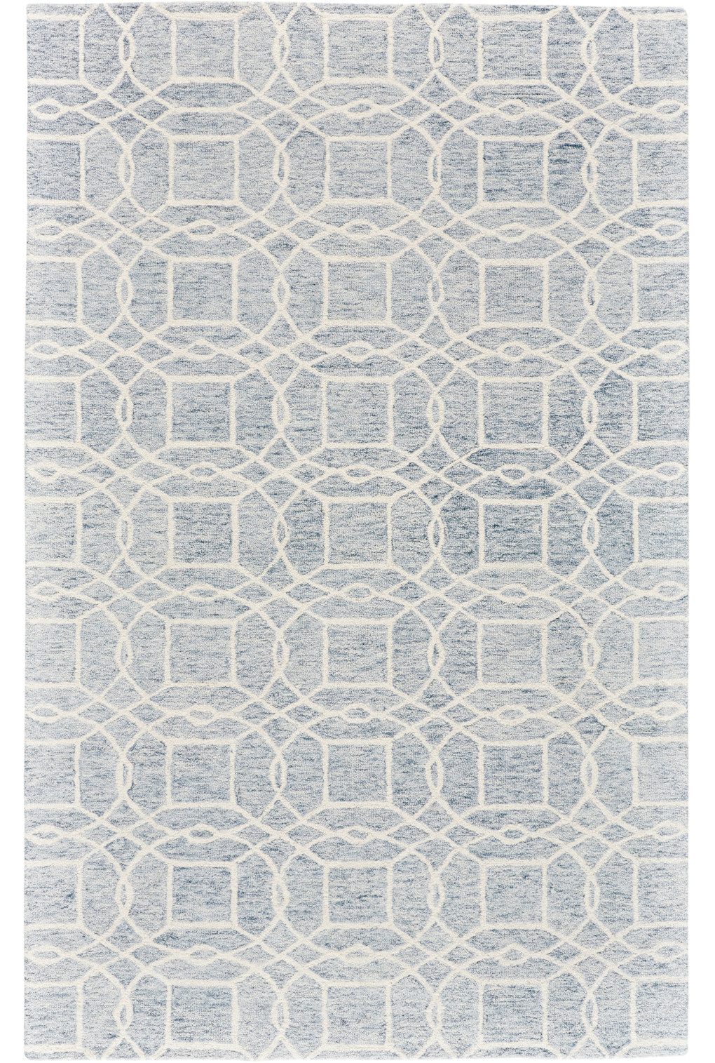 5' X 8' Gray And Ivory Wool Geometric Tufted Handmade Stain Resistant Area Rug-512176-1