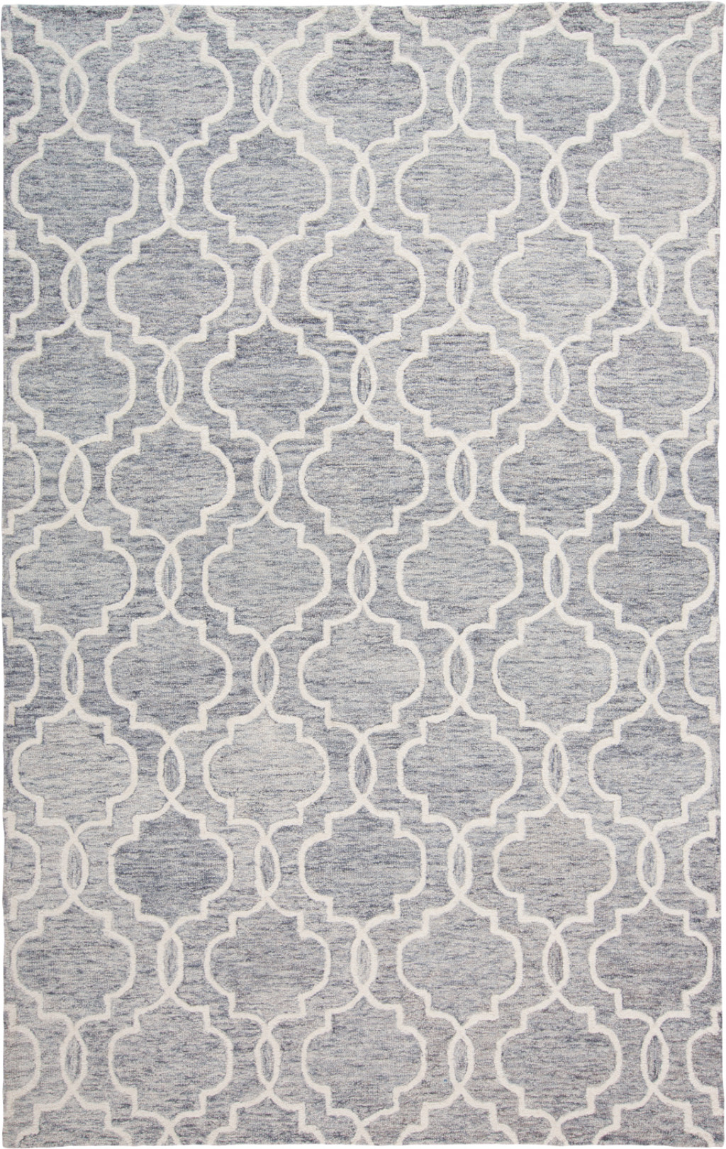 9 X 12 Blue gray And Ivory Wool geometric Tufted Handmade Stain Resistant Area Rug