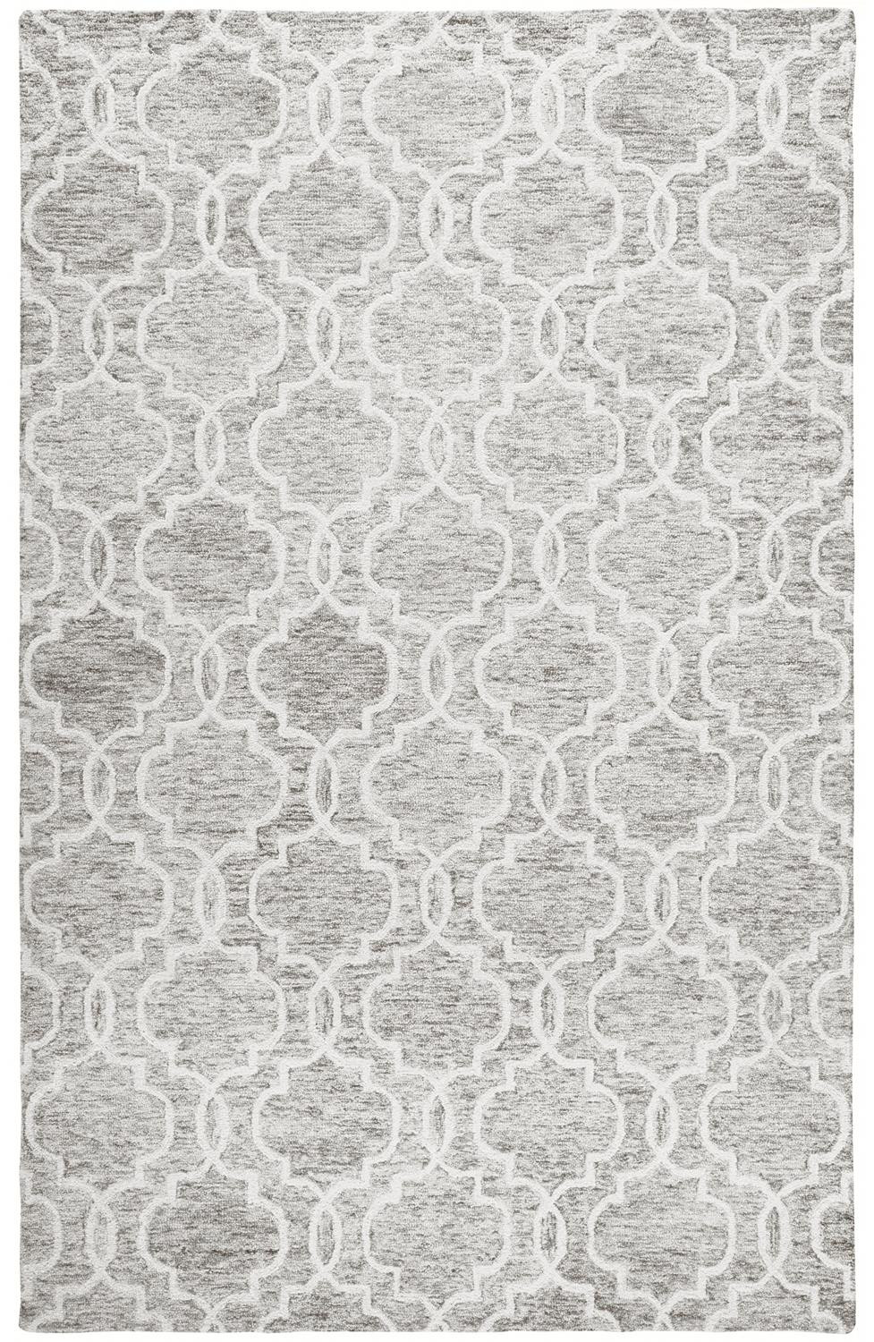 5' X 8' Gray And Ivory Wool Geometric Tufted Handmade Stain Resistant Area Rug-512188-1