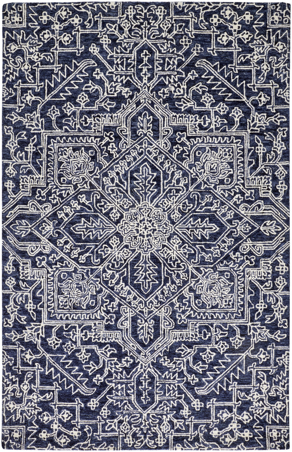 2 X 3 Blue And Ivory Wool Floral Tufted Handmade Stain Resistant Area Rug