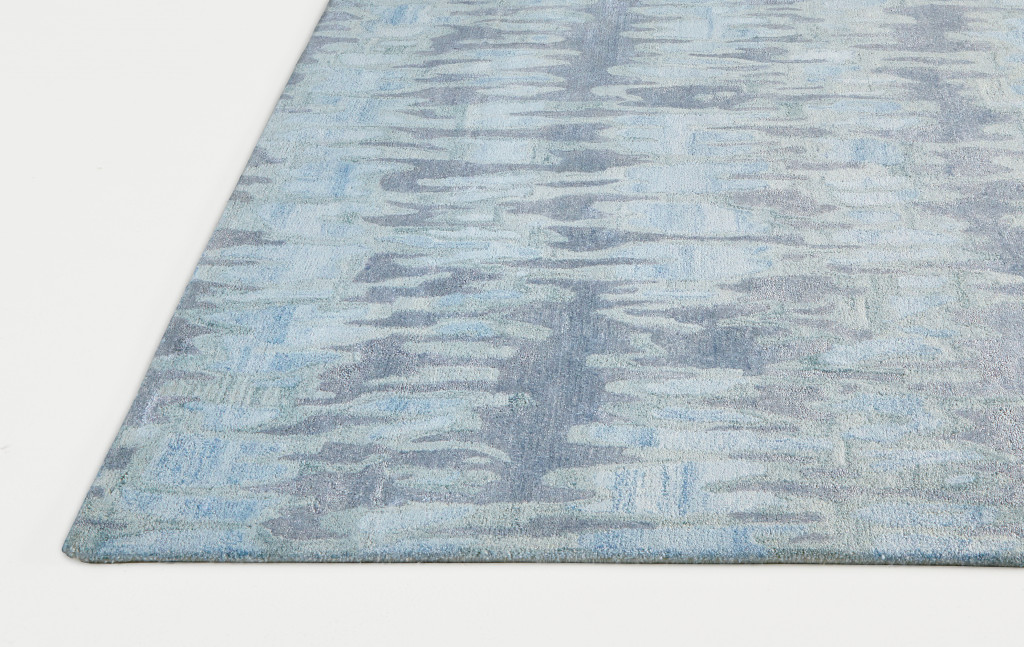 5' X 8' Blue Green And Gray Abstract Tufted Handmade Area Rug-512240-1