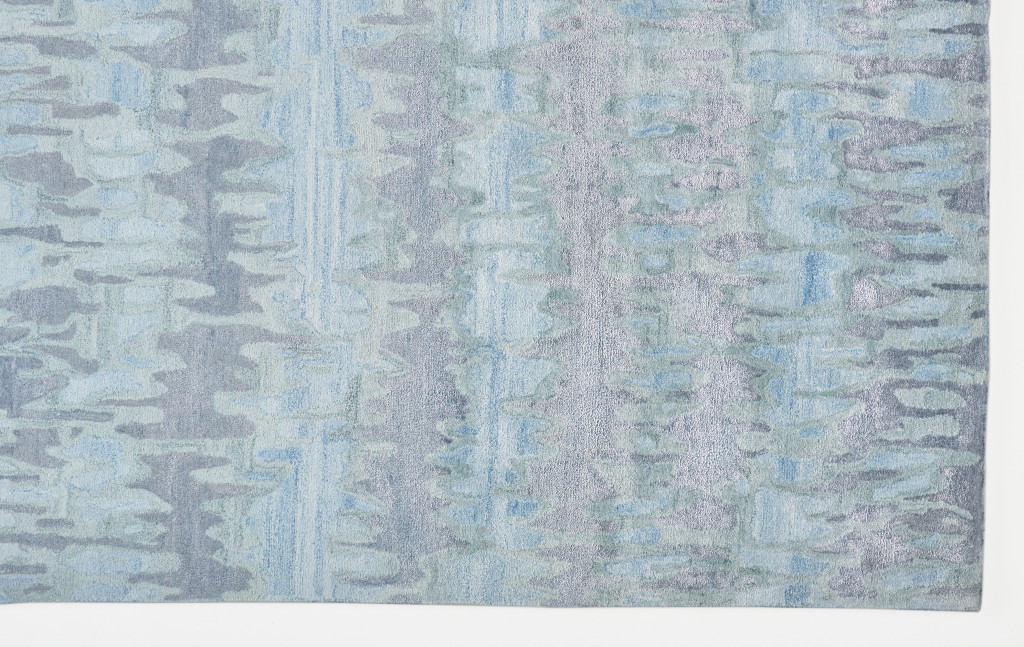 2' X 3' Blue Green And Gray Abstract Tufted Handmade Area Rug-512243-1
