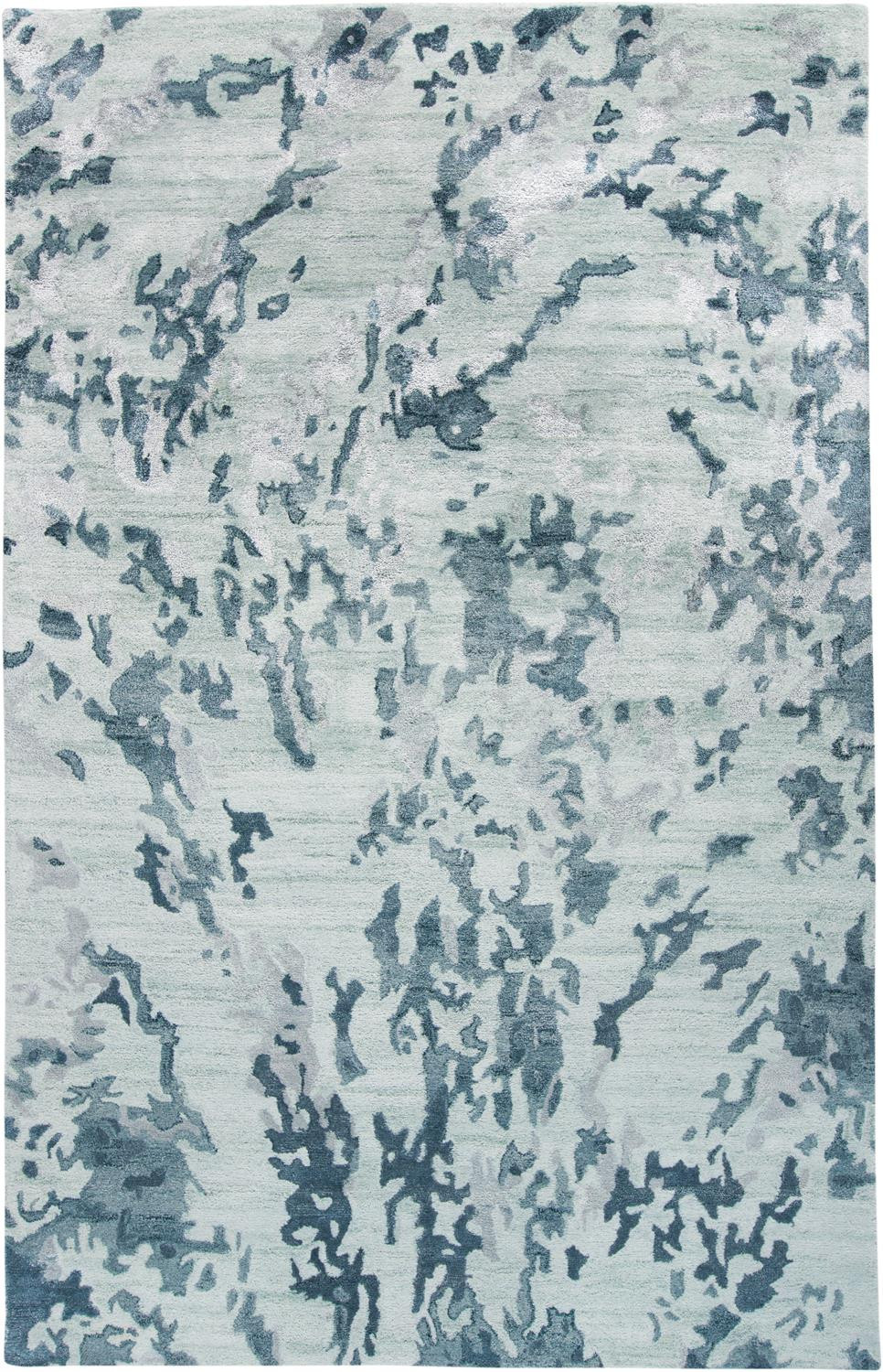 5' X 8' Blue Green And Silver Abstract Tufted Handmade Area Rug-512245-1