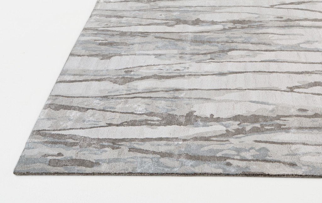 8 X 10 Taupe Ivory And gray Abstract Tufted Handmade Area Rug