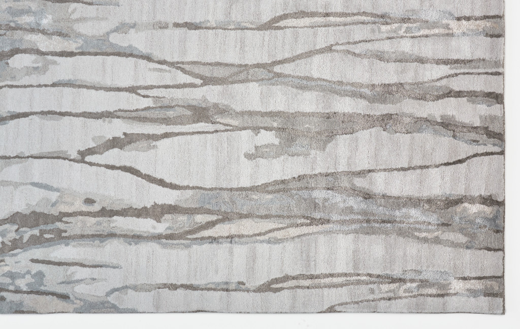 8 X 10 Taupe Ivory And gray Abstract Tufted Handmade Area Rug
