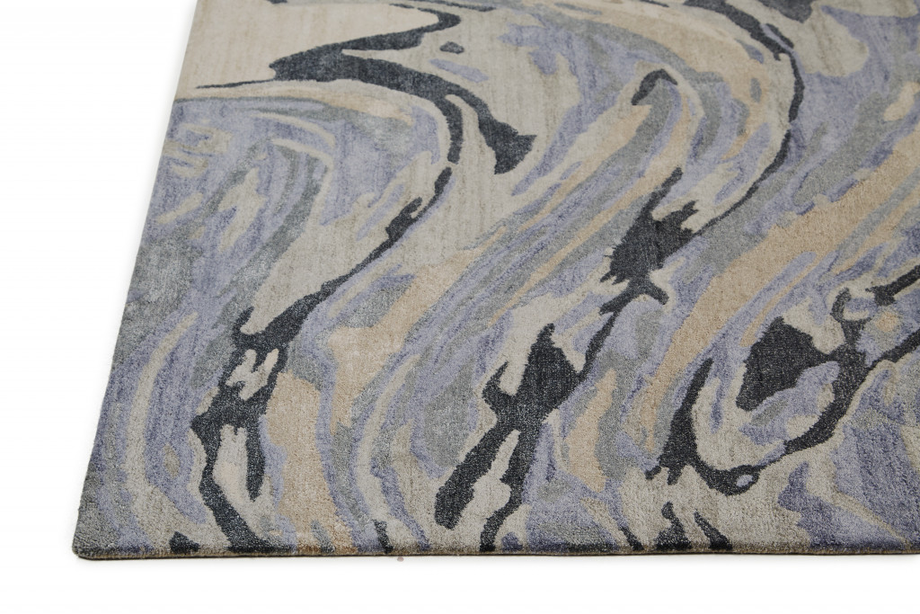 4' X 6' Blue Gray And Taupe Abstract Tufted Handmade Area Rug-512254-1