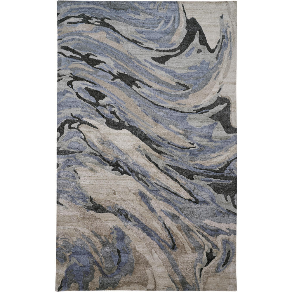 2' X 3' Blue Gray And Taupe Abstract Tufted Handmade Area Rug-512258-1