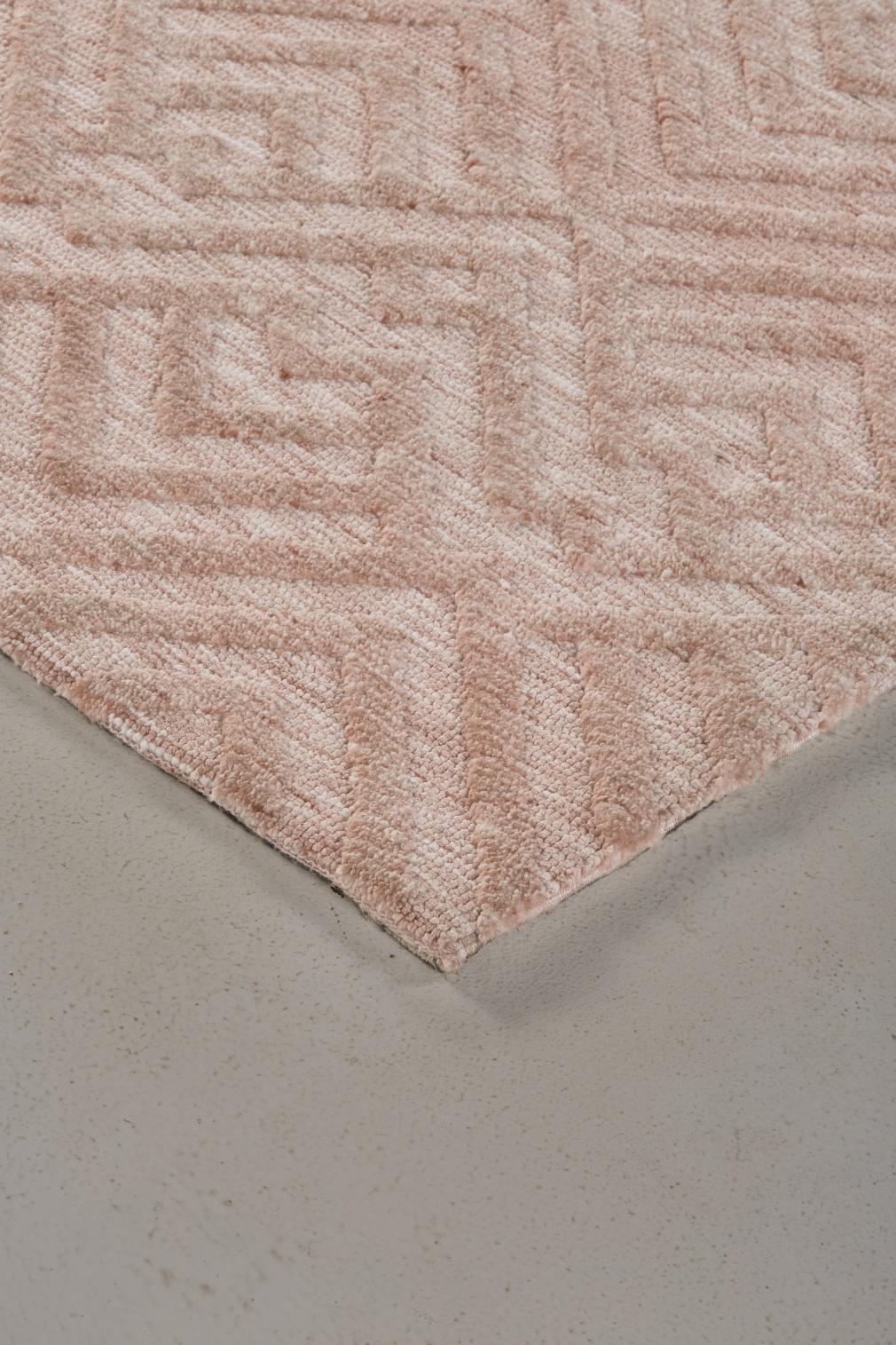 4' X 6' Pink And Ivory Geometric Stain Resistant Area Rug