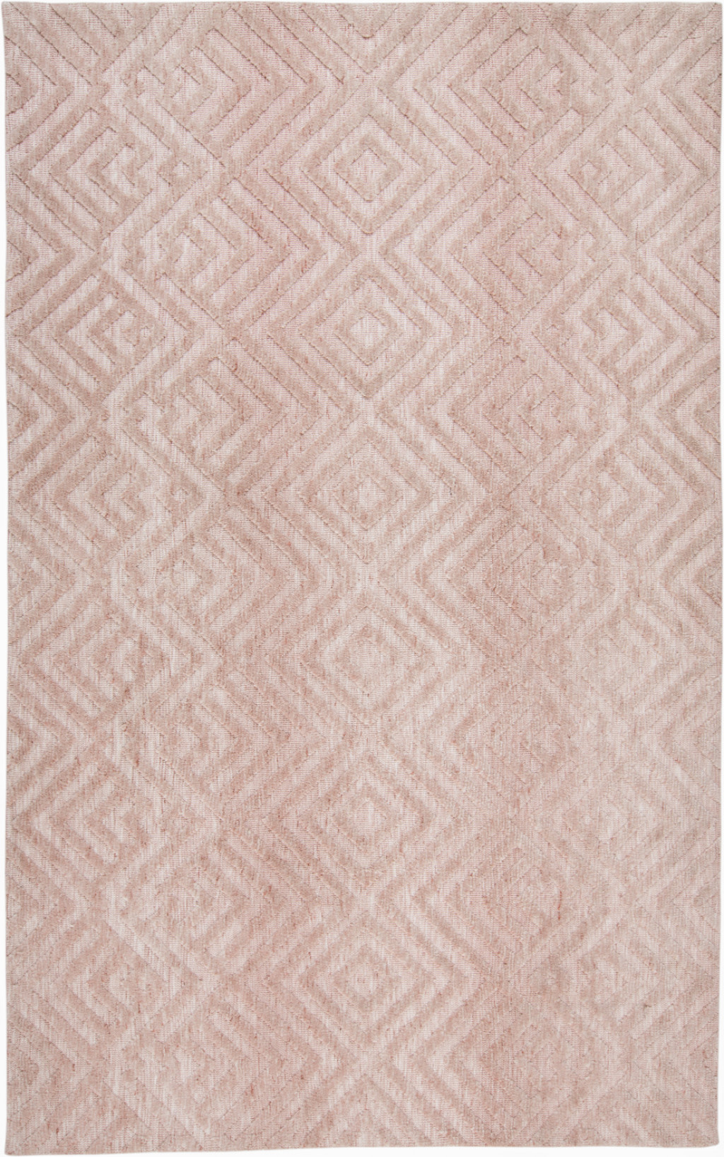 5 X 8 Pink And Ivory geometric Stain Resistant Area Rug
