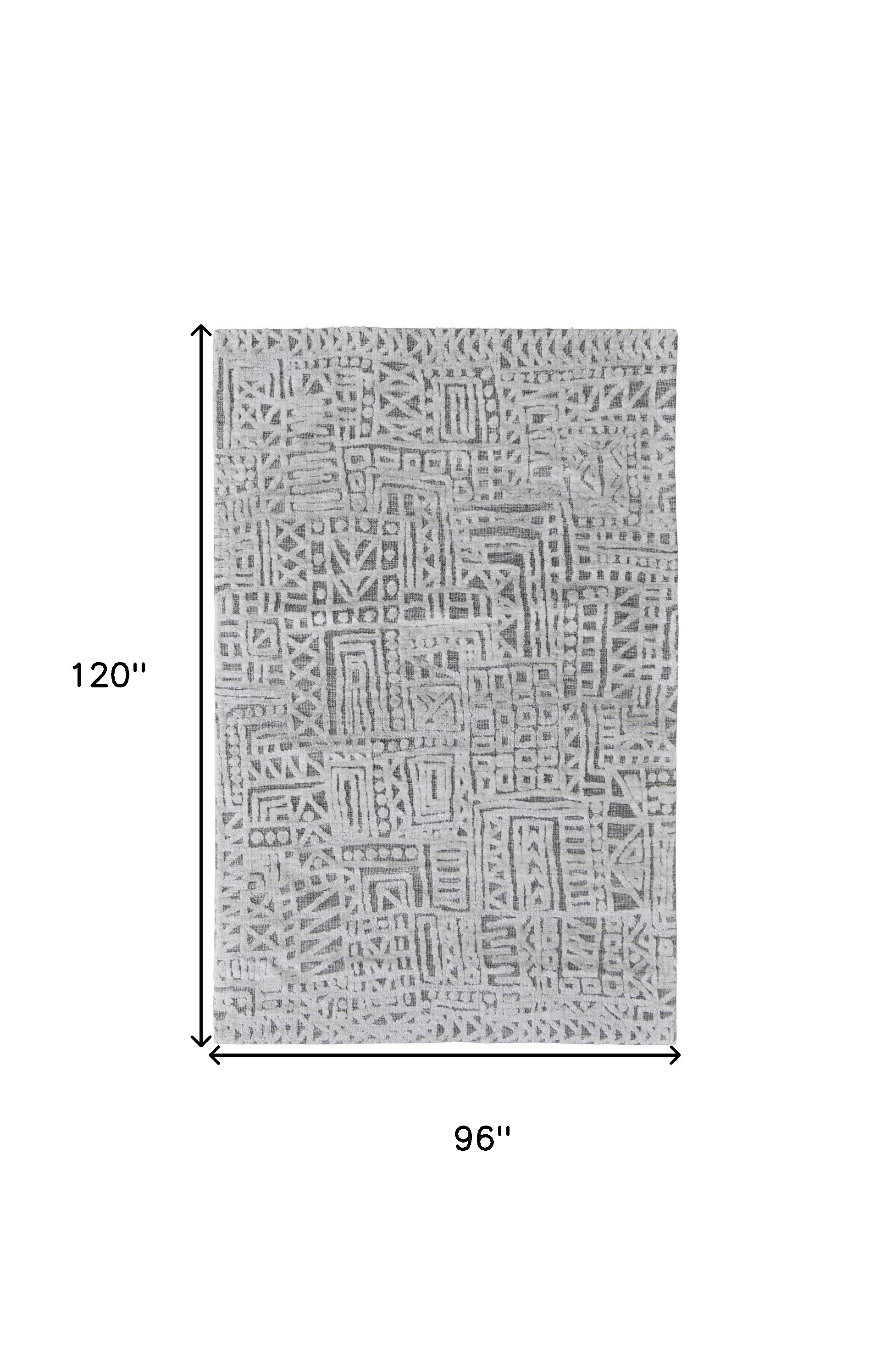 8" X 10" Gray Geometric Non Skid Area Rug