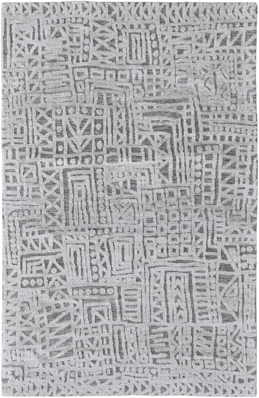 2 X 3 gray And Silver geometric Stain Resistant Area Rug