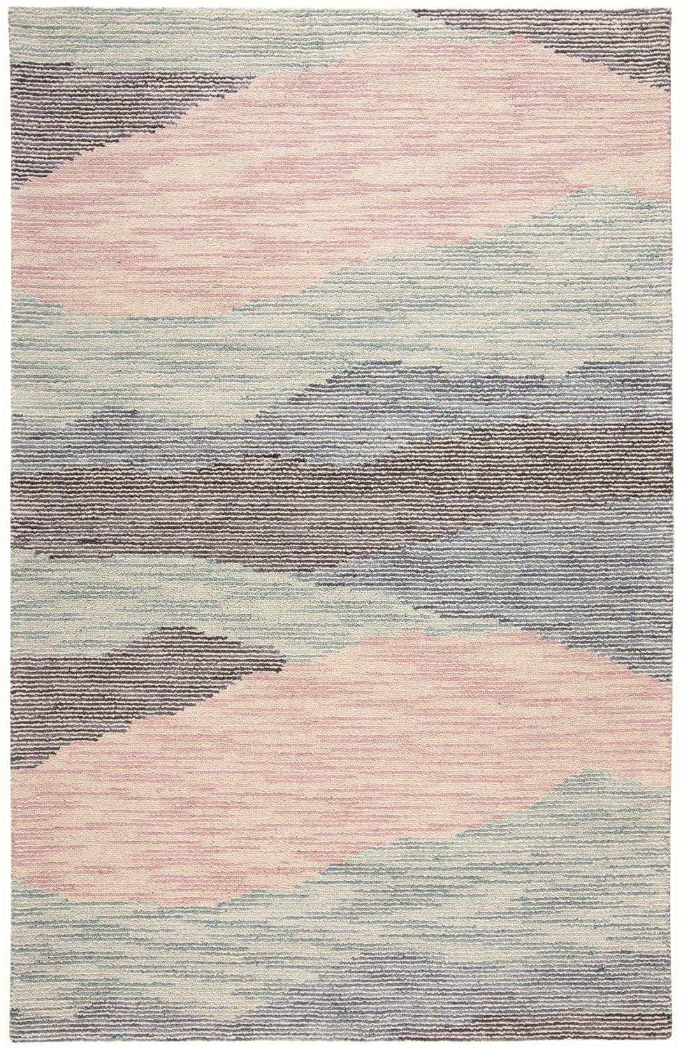 5' X 8' Pink Green And Blue Wool Abstract Tufted Handmade Area Rug-512280-1