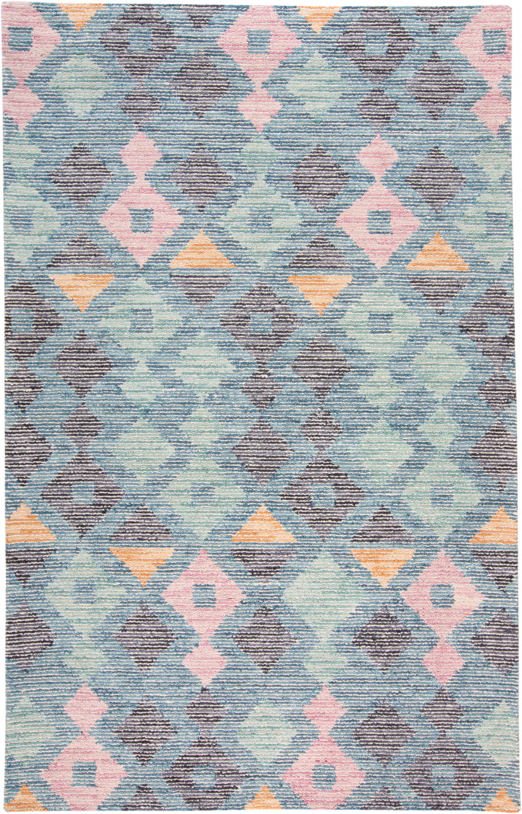 5' X 8' Gray Blue And Green Wool Geometric Tufted Handmade Area Rug-512290-1