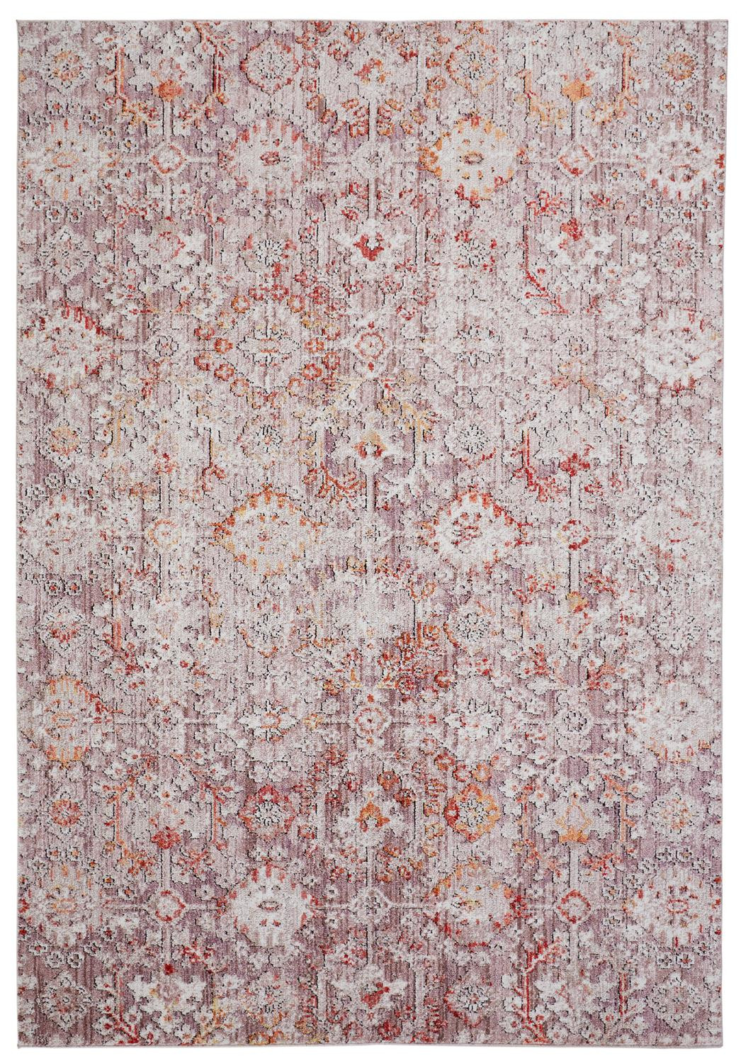 7' X 10' Pink Ivory And Gray Abstract Stain Resistant Area Rug-512351-1