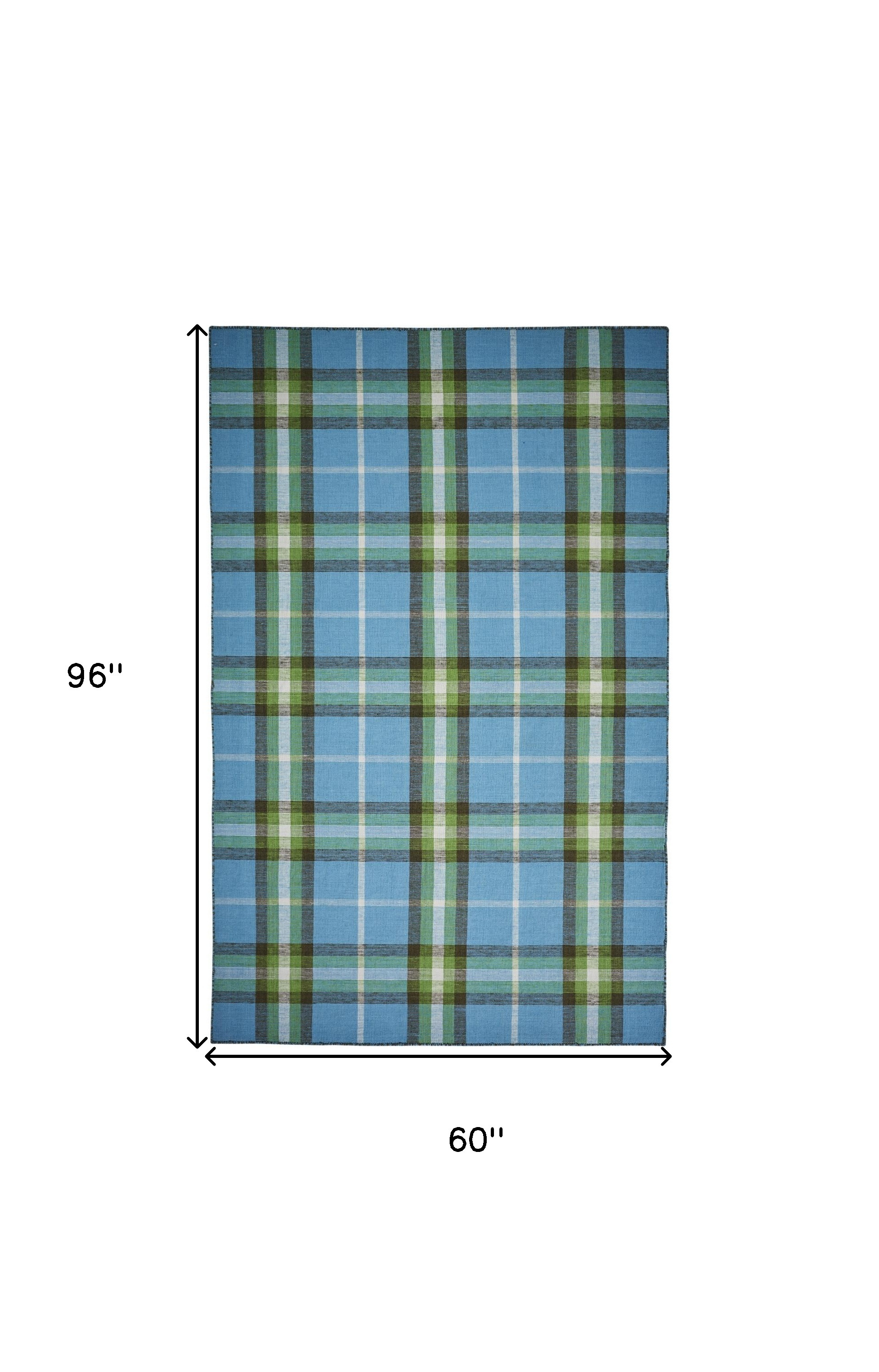 5" X 8" Blue and Green Abstract Hand Woven Area Rug